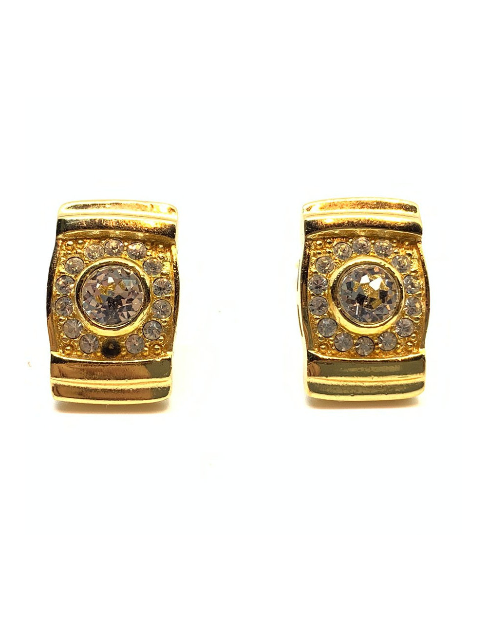 Boucles d'oreille clips DIOR Vintage dorés et strass