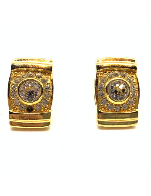 Boucles d'oreille clips DIOR Vintage dorés et strass