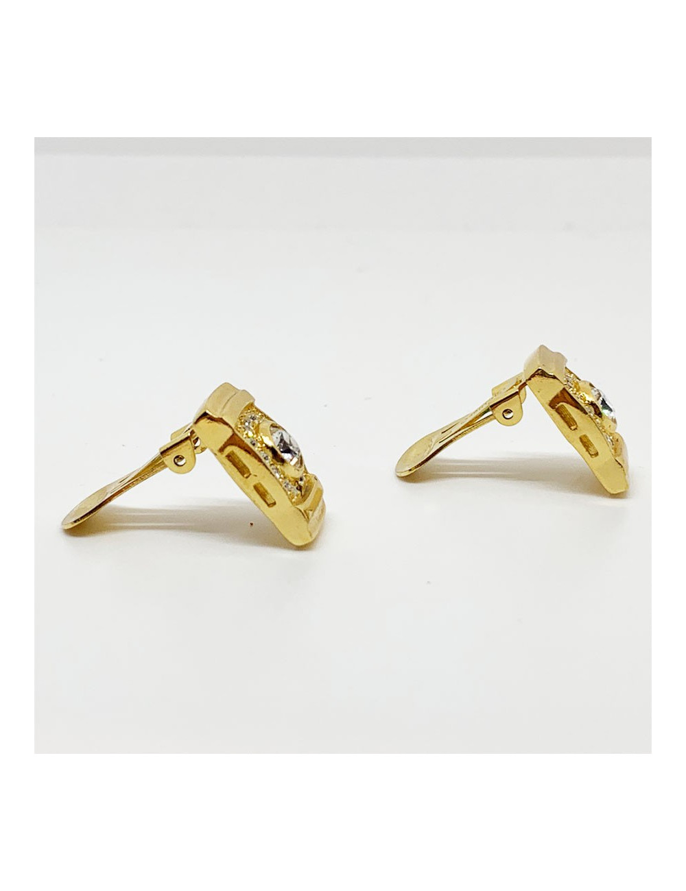 Boucles d'oreille clips DIOR Vintage dorés et strass