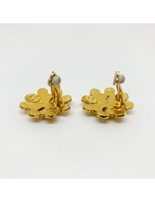 Boucles d'oreille vintage CHANEL clips dorés 