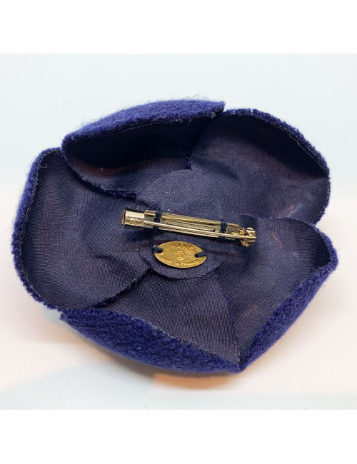 CHANEL Blue Camellia Brooch