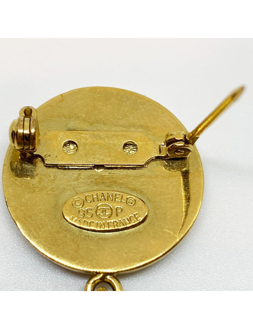 Broche CHANEL Vintage sac matelassé doré