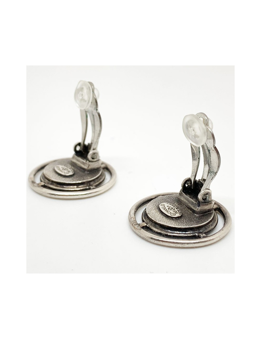 Boucles d'oreille clIps CHANEL Vintage bicololres