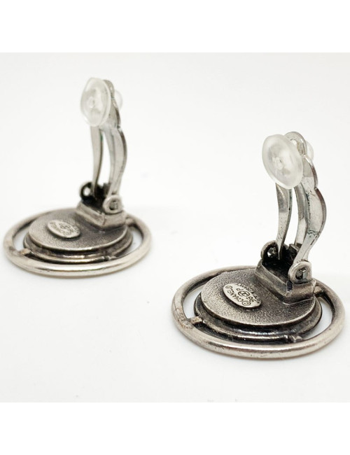 Boucles d'oreille clIps CHANEL Vintage bicololres