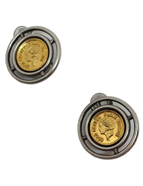 Boucles d'oreille clIps CHANEL Vintage bicololres