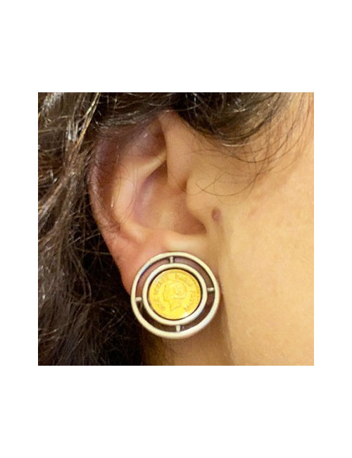 Boucles d'oreille clIps CHANEL Vintage bicololres