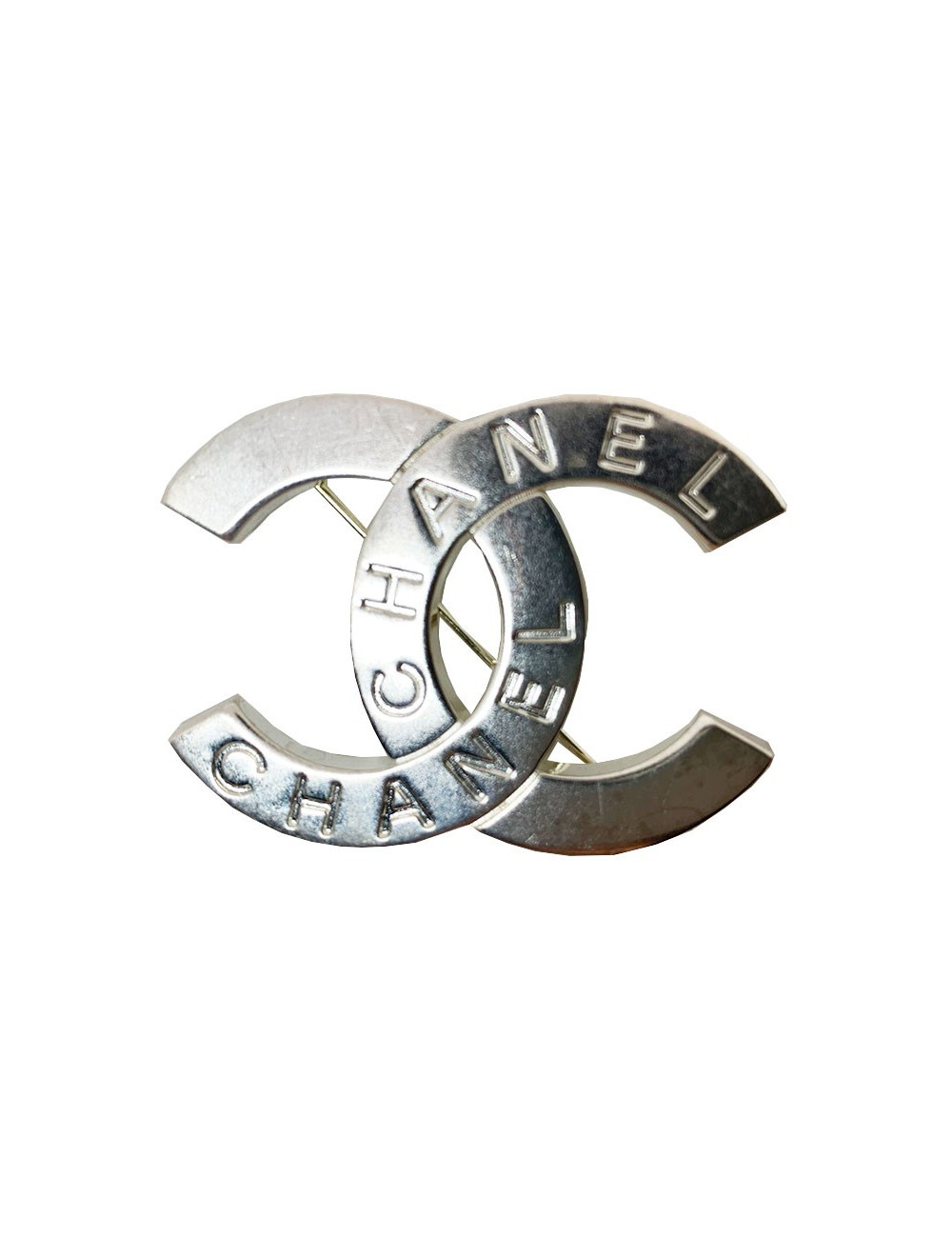 Broche CHANEL CC argenté