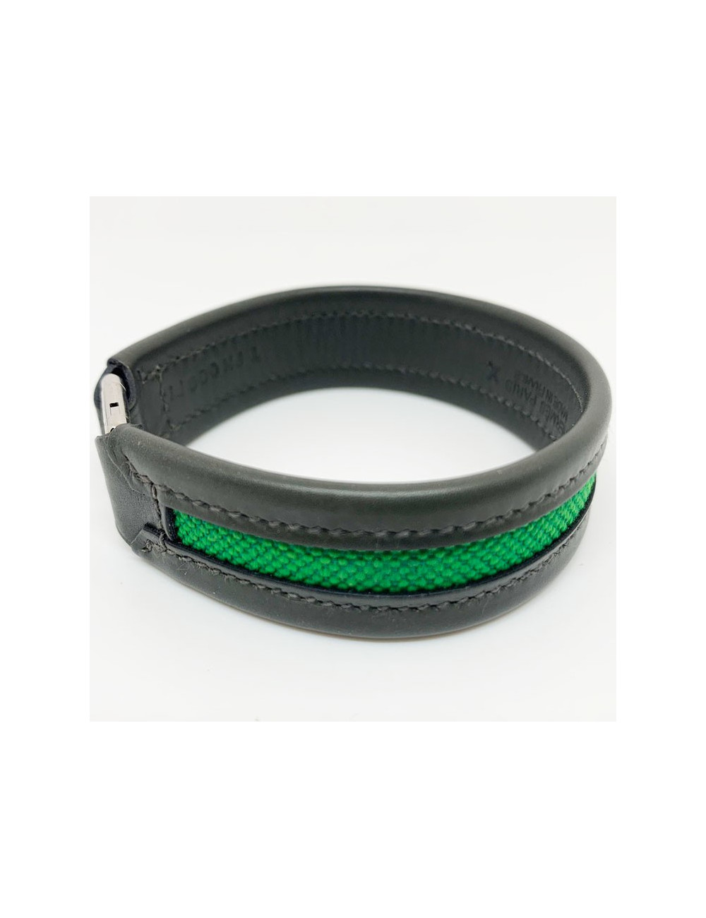 Bracelet vert HERMES en veau, toile et laiton