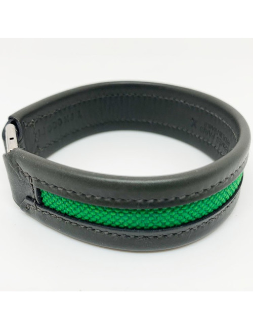 Bracelet vert HERMES en veau, toile et laiton