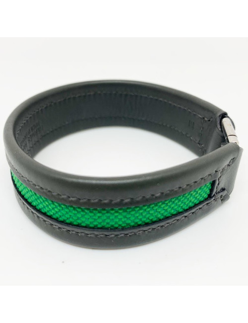 Bracelet vert HERMES en veau, toile et laiton