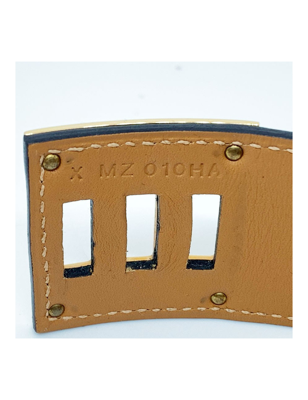 Bracelet Kelly Dog cuir noir et métal doré