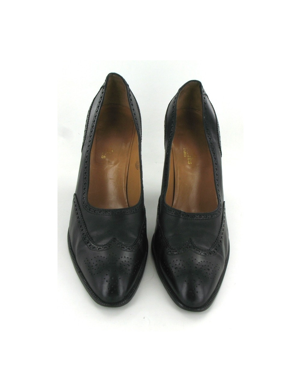 Escarpins HERMES en cuir perforé noir T 40