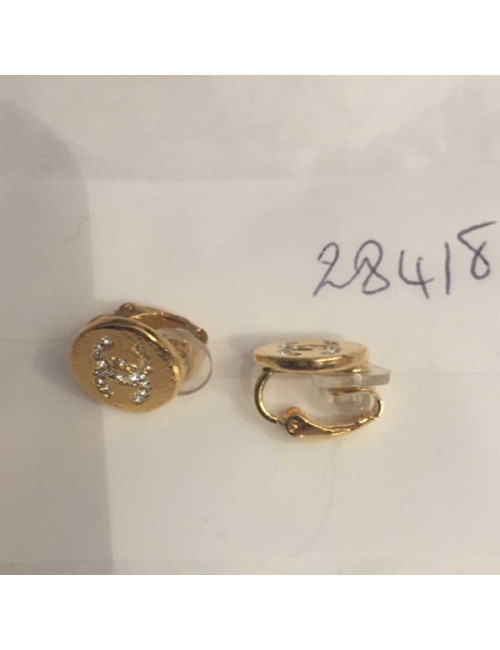 Clips d'oreille CHANEL CC strass dorés