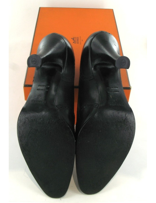 Escarpins HERMES en cuir perforé noir T 40