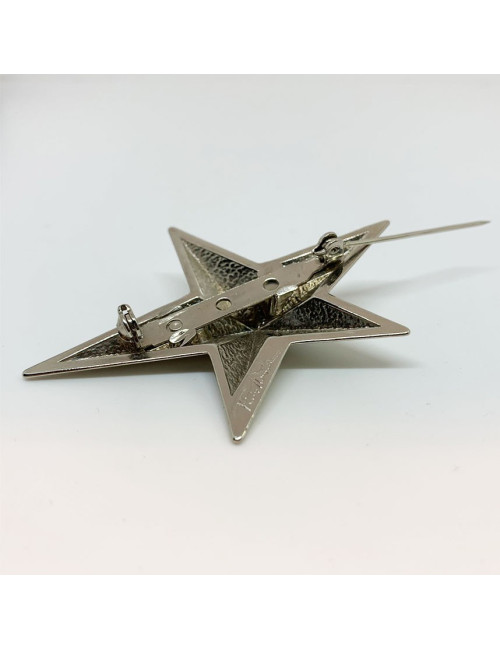 Parure MUGLER clips et broche en métal argenté Vintage