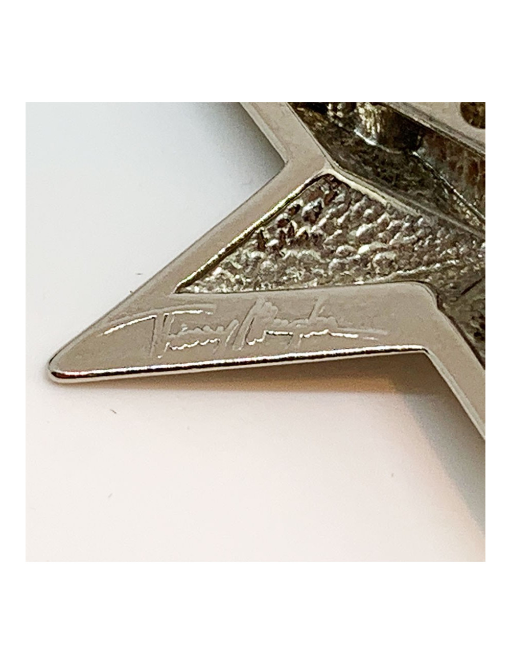 Parure Bo + broche MUGLER métal argenté