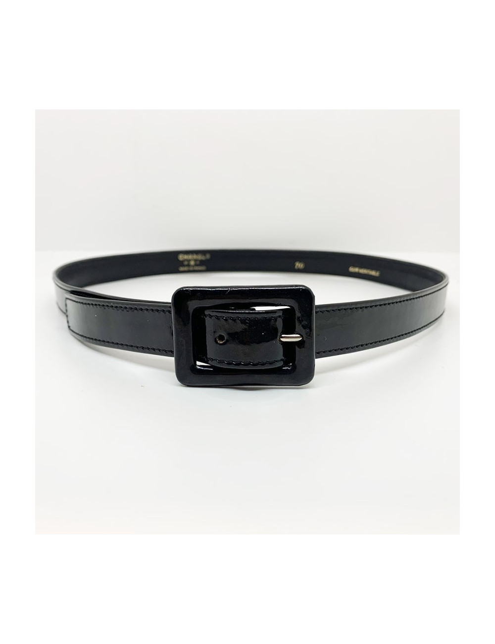 xxx (pas de fournisseurs) Ceinture vernie CHANEL cuir noir Vintage T70 