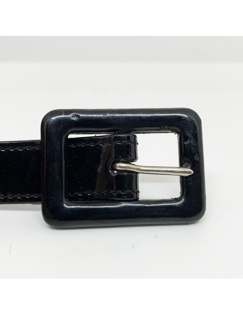 Ceinture T 70 CHANEL cuir noir verni Vintage