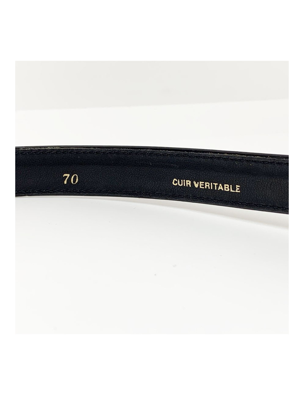 Ceinture T 70 CHANEL cuir noir verni Vintage