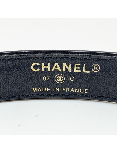 xxx (pas de fournisseurs) Ceinture vernie CHANEL cuir noir Vintage T70 