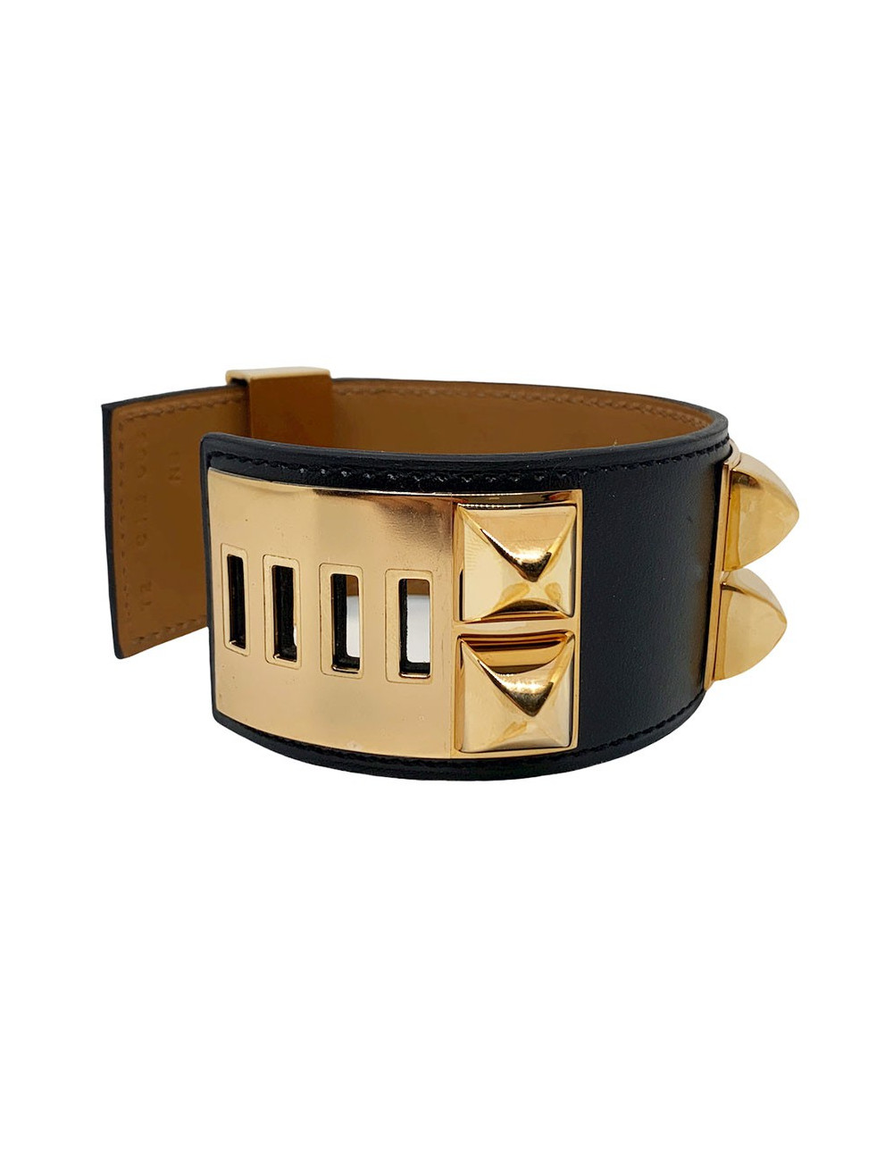 Bracelet HERMES collier de chien cuir box noir