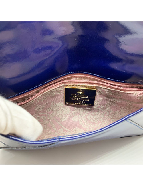 Pochette VIVIENNE WESTWOOD cuir verni bleu roi