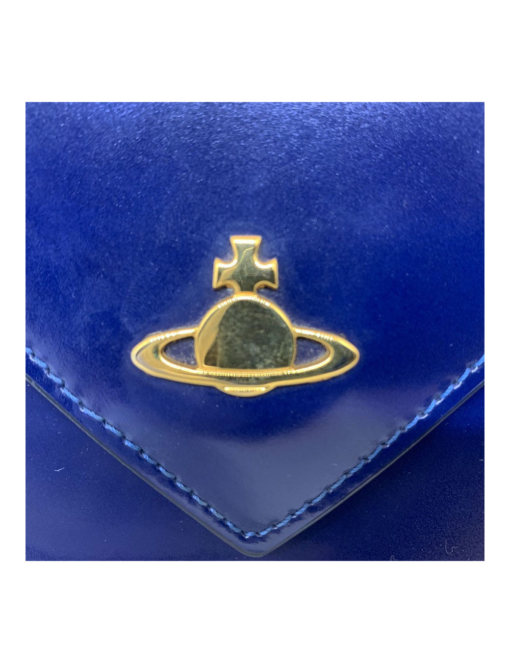 Pochette VIVIENNE WESTWOOD cuir verni bleu roi