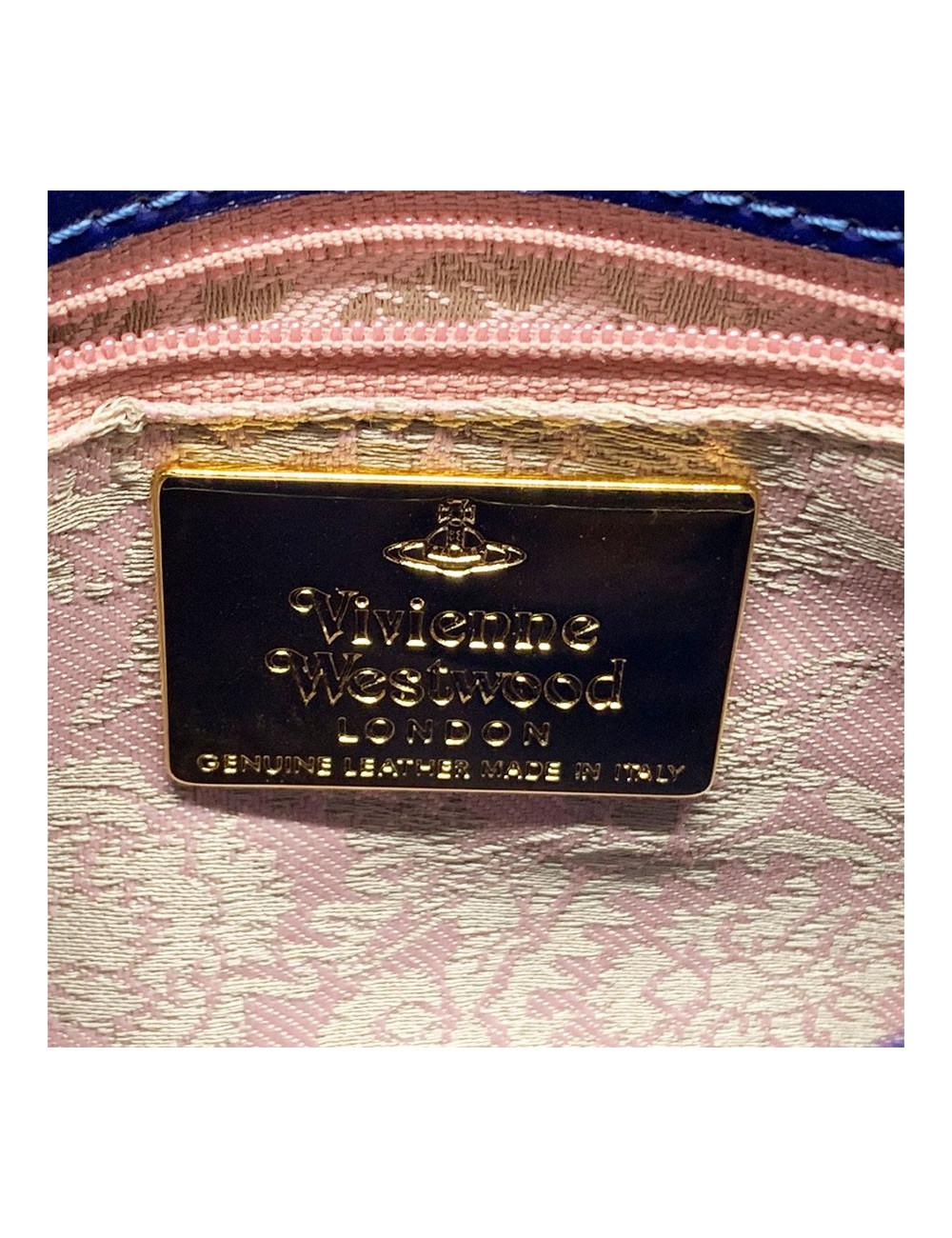 Pochette VIVIENNE WESTWOOD cuir verni bleu roi