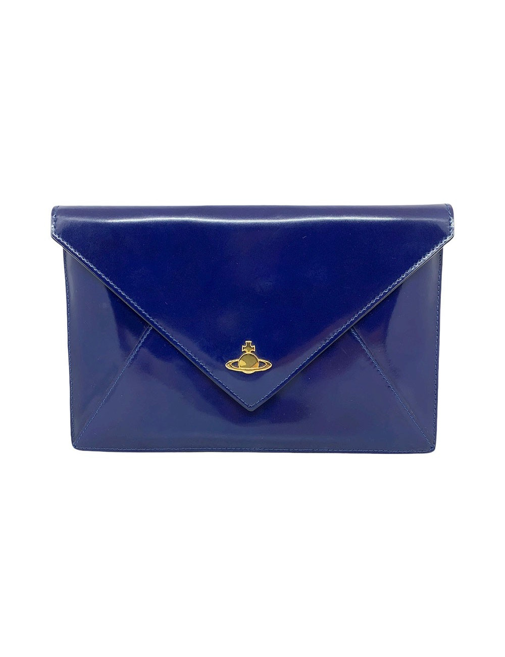 Pochette VIVIENNE WESTWOOD cuir verni bleu roi