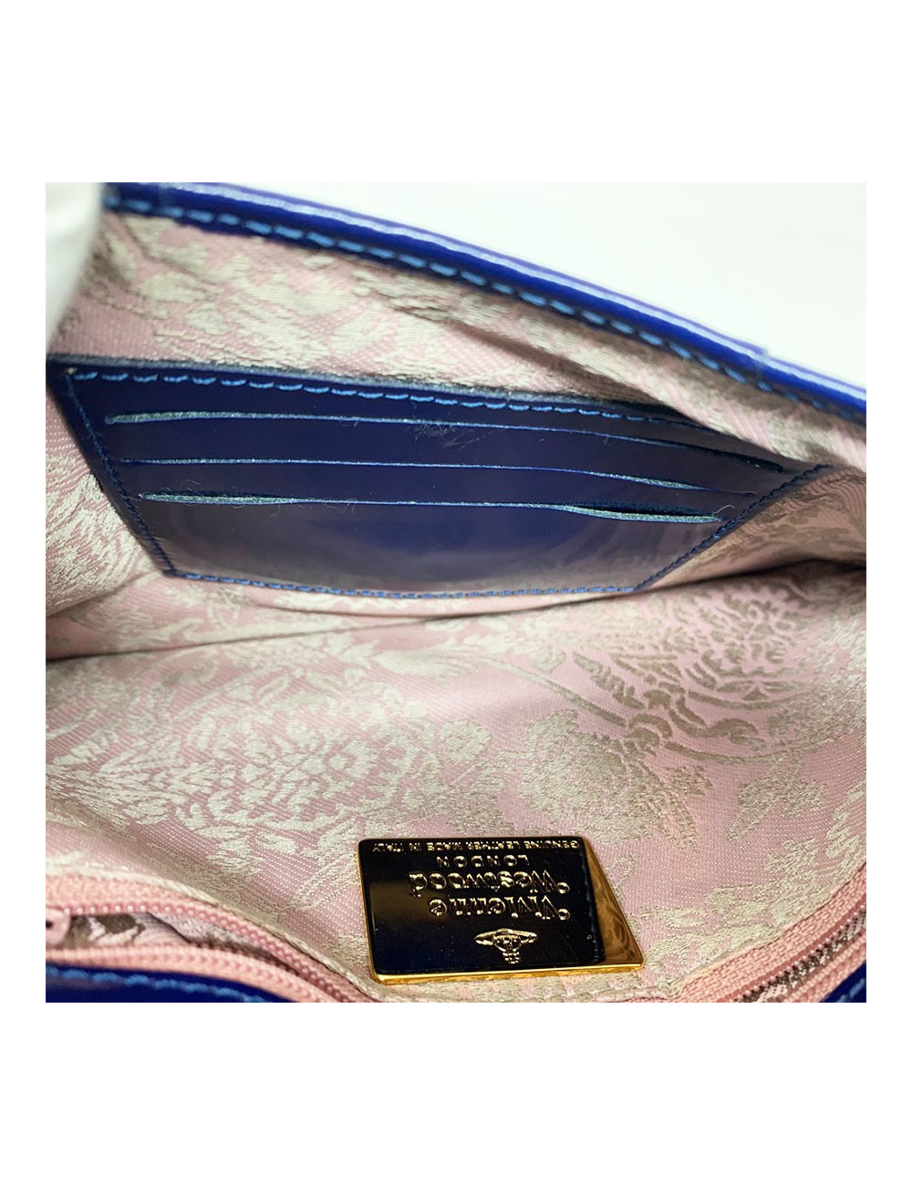 Pochette VIVIENNE WESTWOOD cuir verni bleu roi