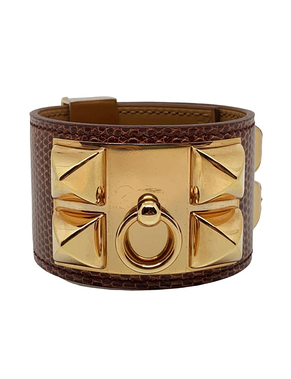 Manchette collier de chien HERMES lezard lisse etrusque