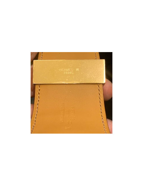 Bracelet HERMES collier de chien cuir lezard lisse etrusque