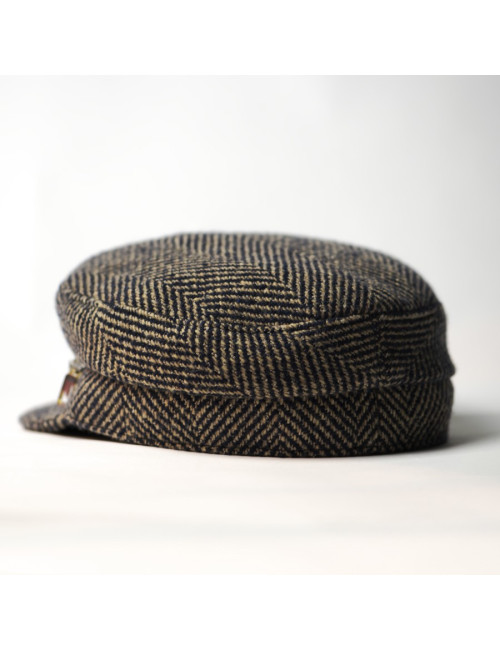 Béret CHANEL T57 chevrons beige et bleu