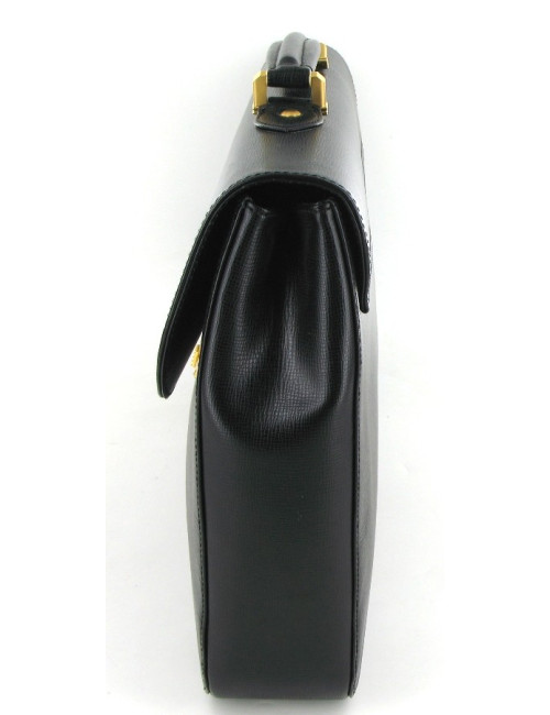 Malette CHRISTIAN DIOR en cuir noir et bijouterie métal doré