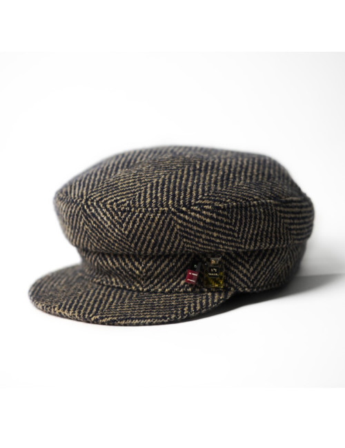 Béret CHANEL T57 chevrons beige et bleu