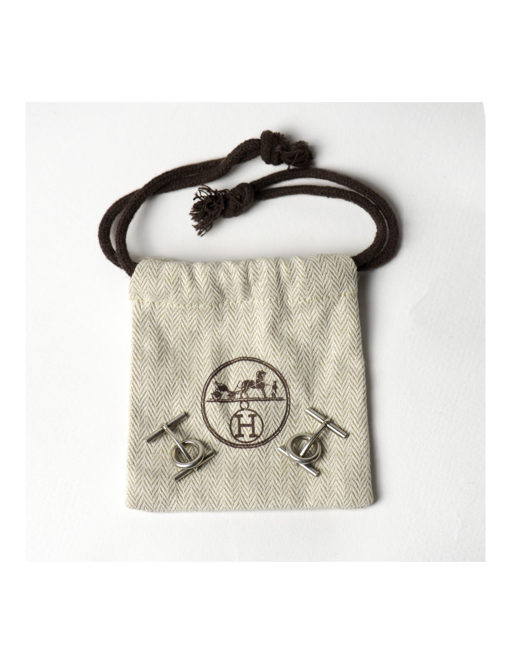 HERMES Boutons de manchette argent 925 Chaîne d'ancre