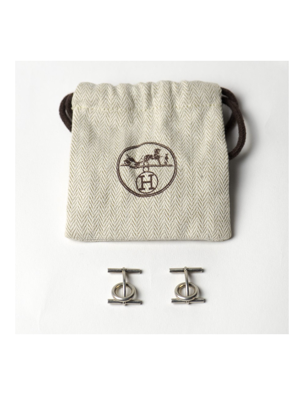 HERMES Boutons de manchette argent 925 Chaîne d'ancre