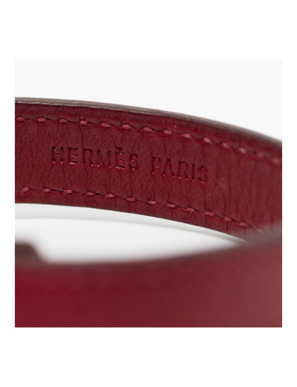 Bracelet HERMES clou de selle cuir cerise