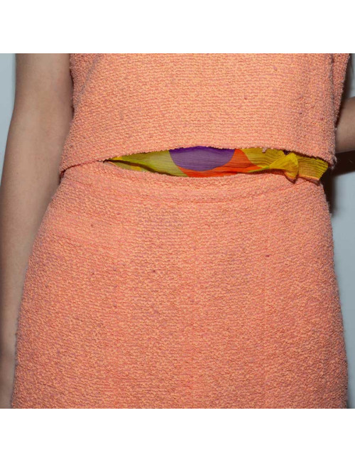 All CHANEL T 34 en top and skirt coral