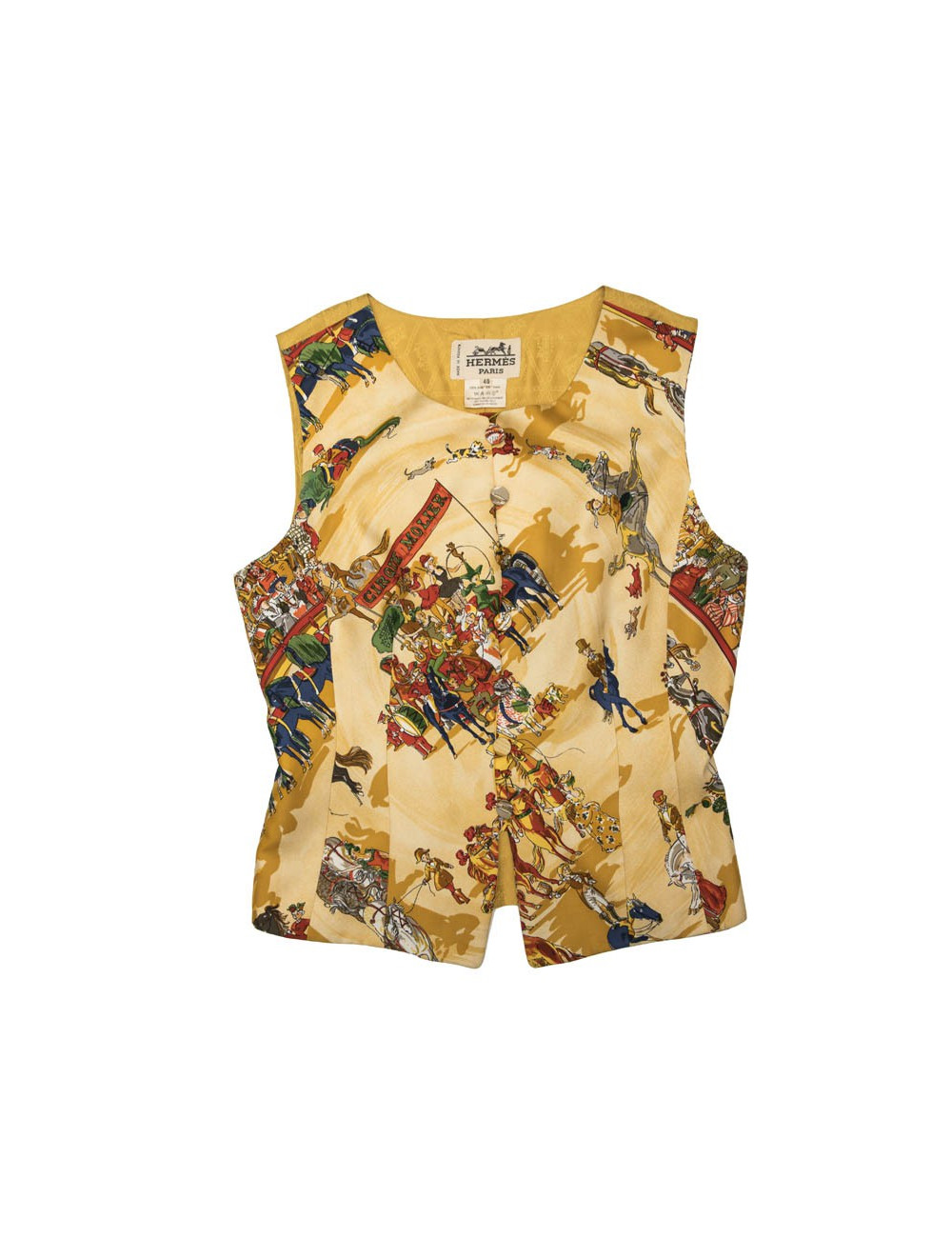 Gilet HERMES T 40 FR soie  "Cirque Molier"