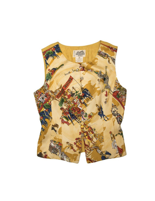 Gilet HERMES T 40 FR soie  "Cirque Molier"