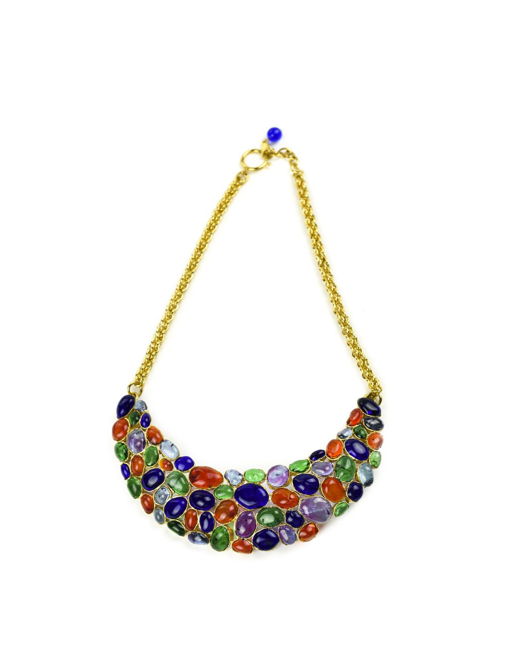 Plastron CHANEL pâte de verre multicolore couture