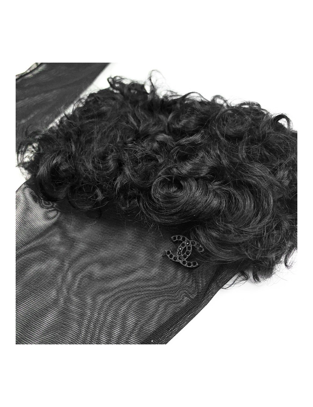 Gants CHANEL T U voile et agneau noir