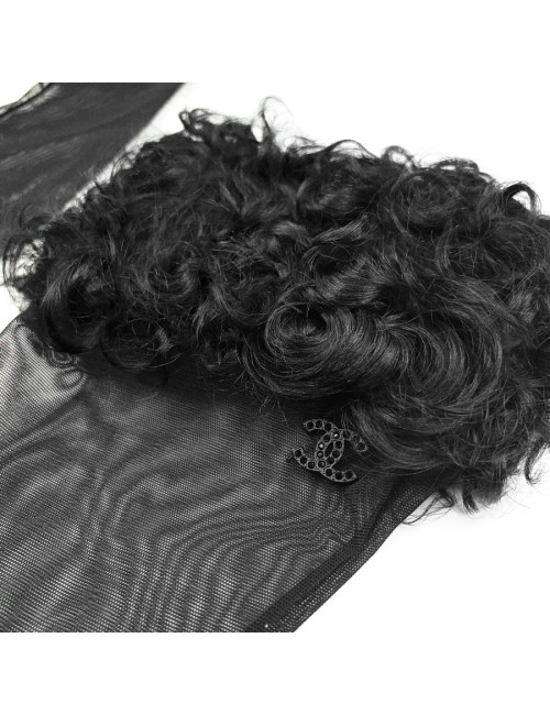 Gants CHANEL T U voile et agneau noir