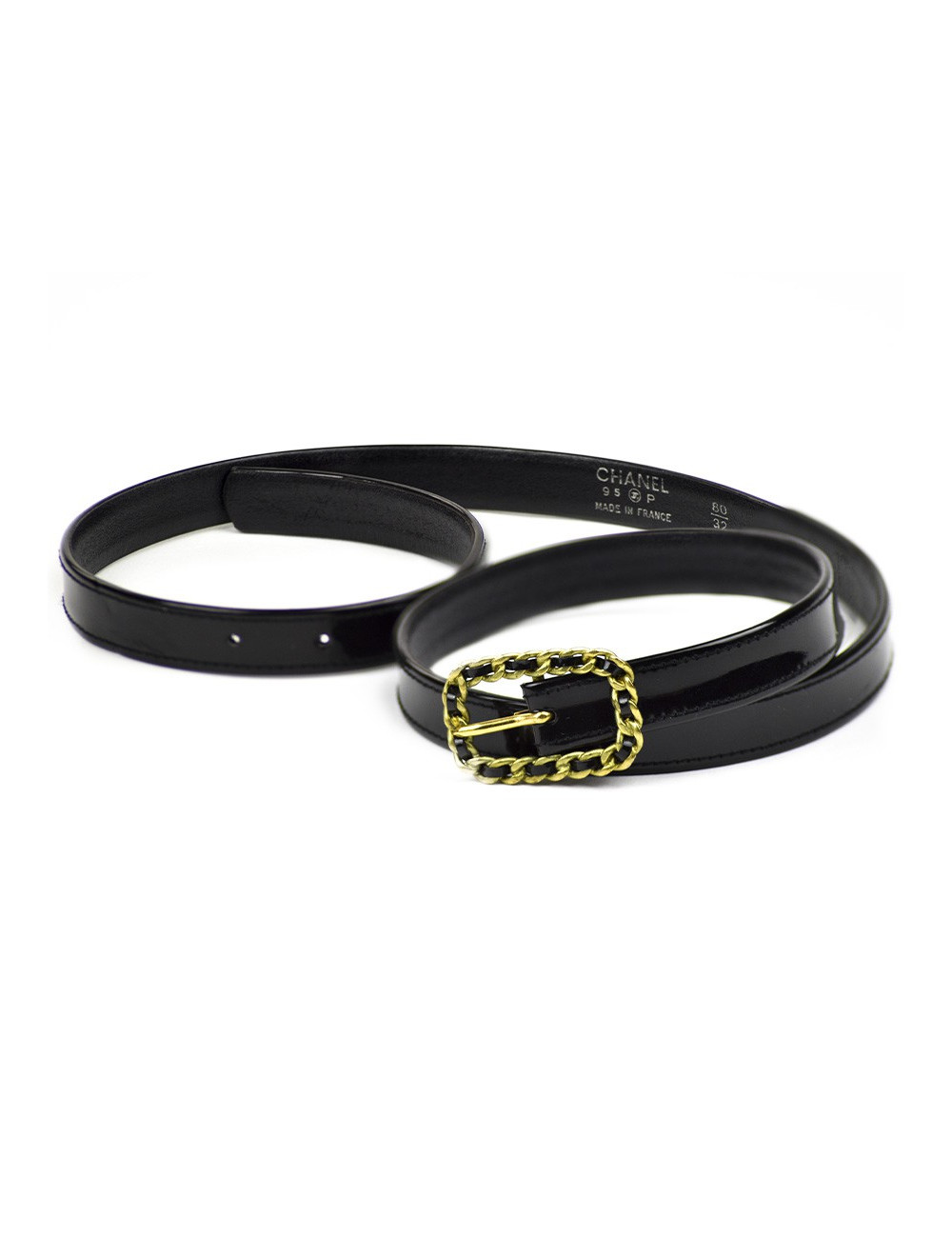 Ceinture fine CHANEL noire T80