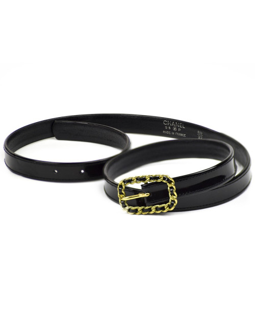 Ceinture fine CHANEL noire T80