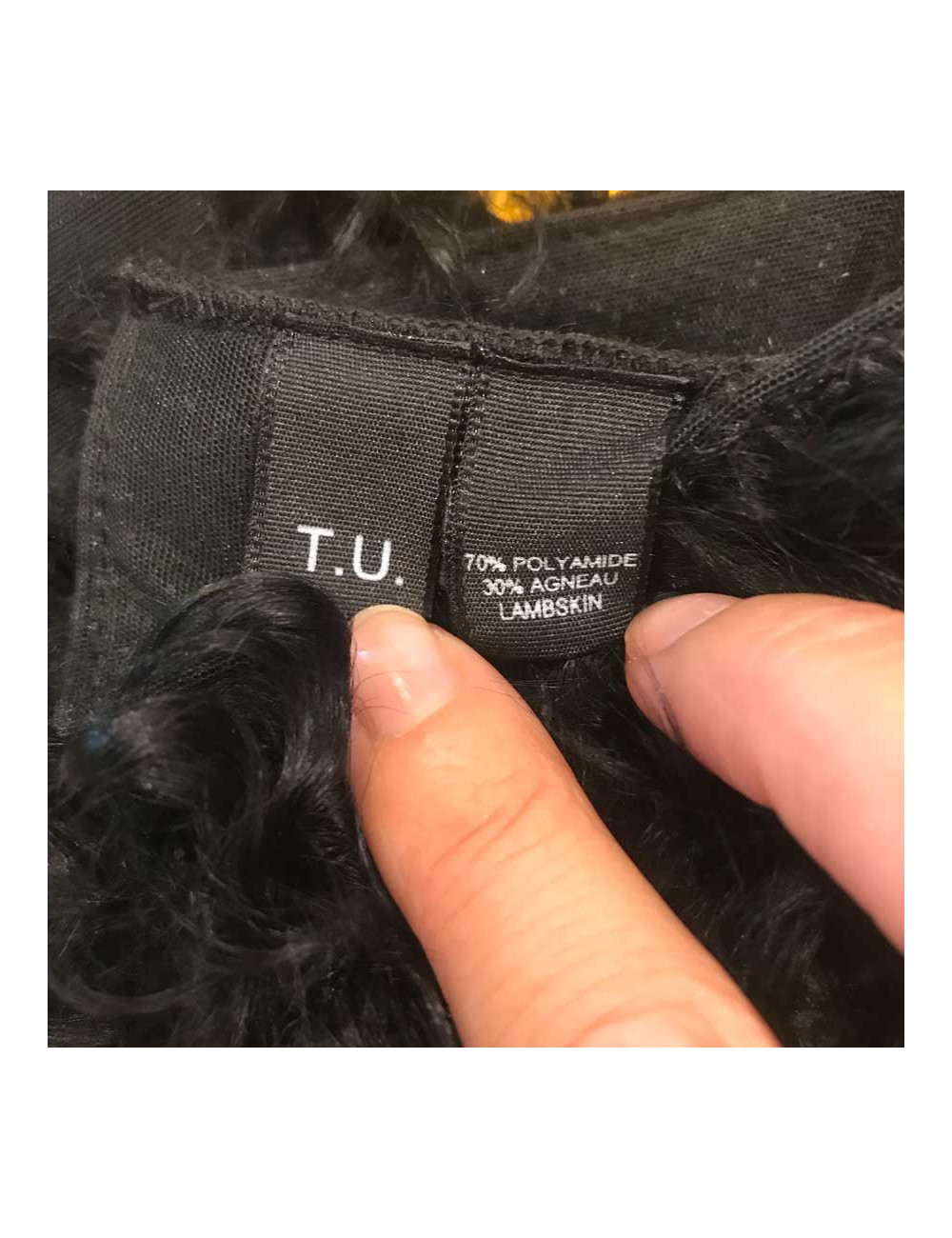 Gants noirs CHANEL TU voile et agneau 