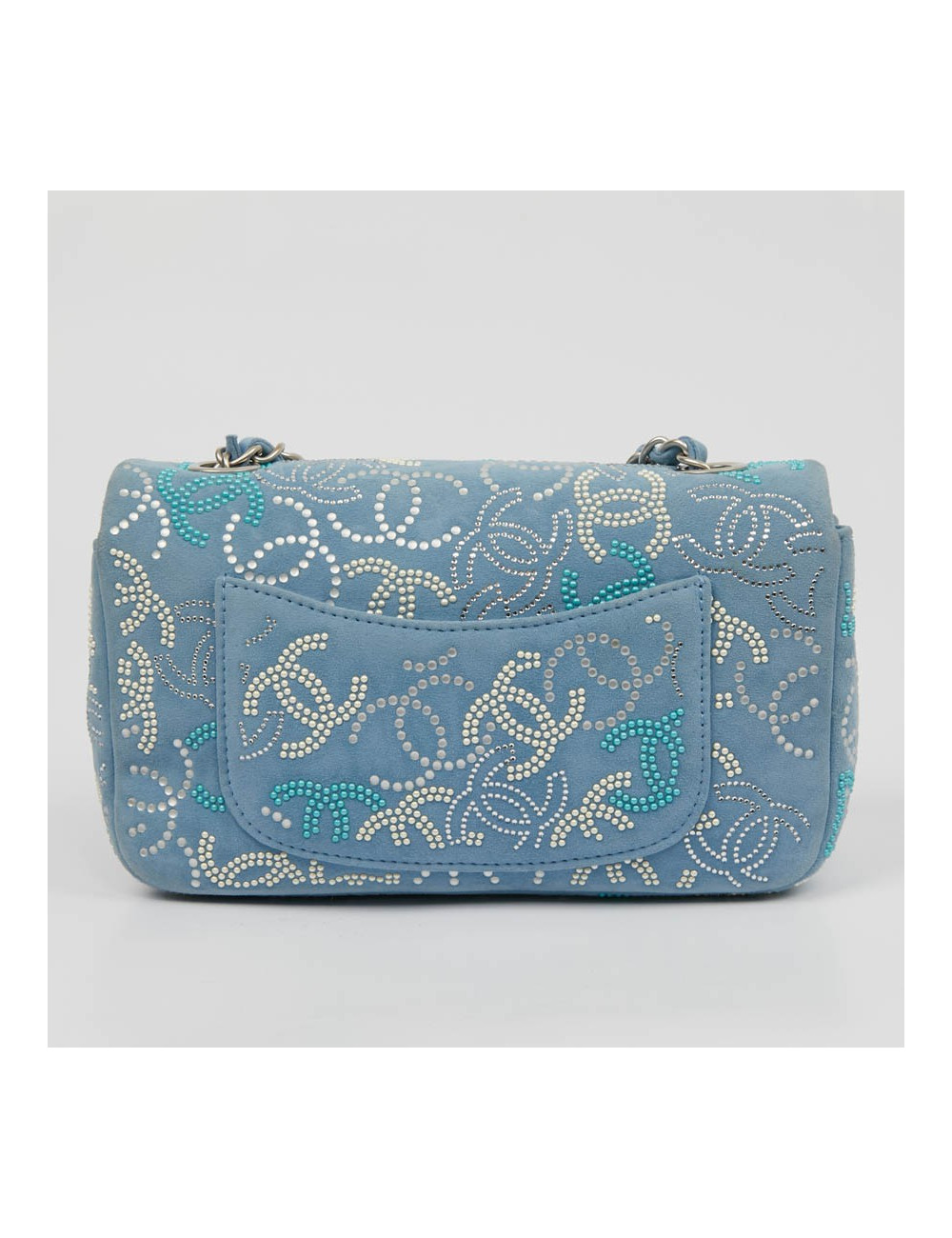 Petit sac classique CHANEL bleu perles 