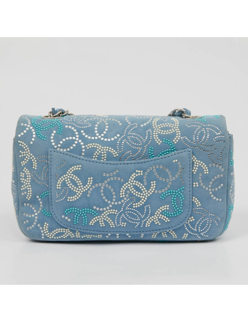 Petit sac classique CHANEL bleu perles 