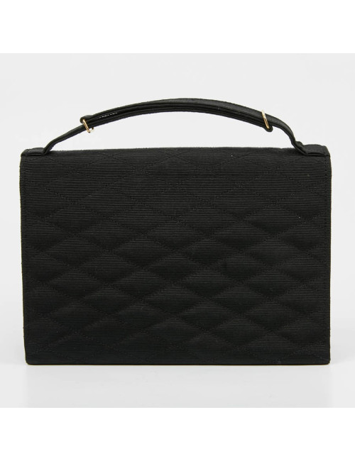 Sac pochette CHANEL en tissu noir matelassé